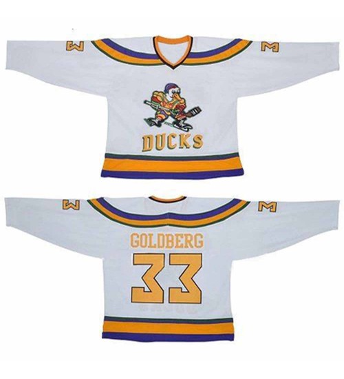 Custom Anaheim Mighty Ducks 33 Greg Goldberg Hockey Jersey Alternate White Yellow